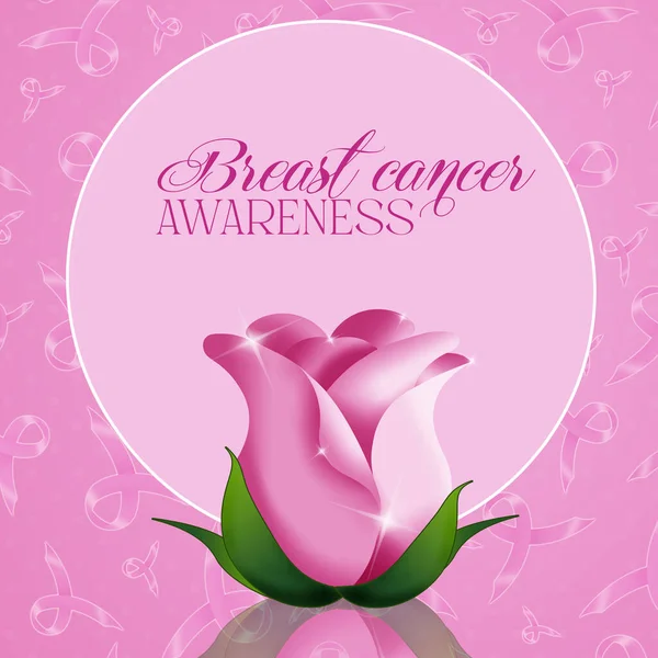 Illustration Pink Rose Breast Cancer Prevention — Stock Photo, Image