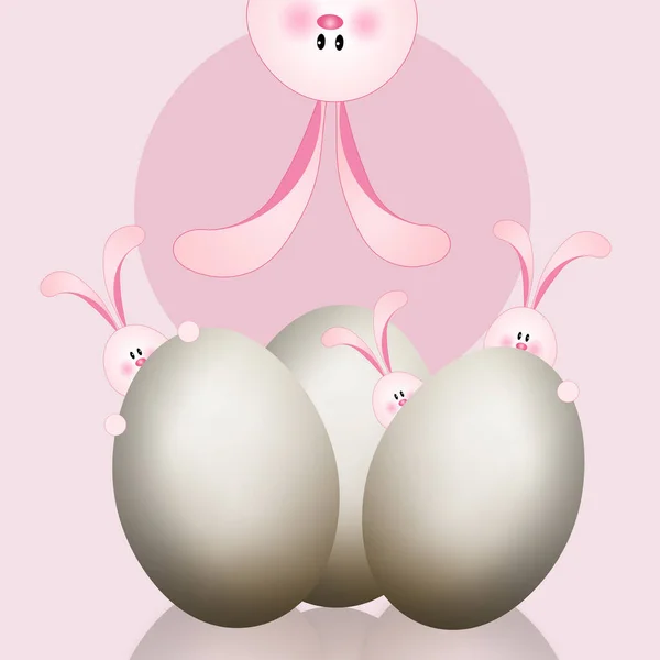Una Ilustración Conejos Con Huevos Pascua — Foto de Stock
