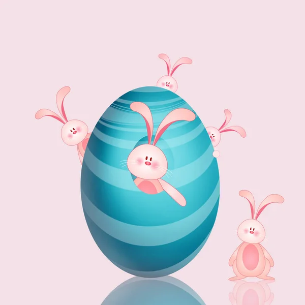 Una Ilustración Conejos Con Huevos Pascua —  Fotos de Stock