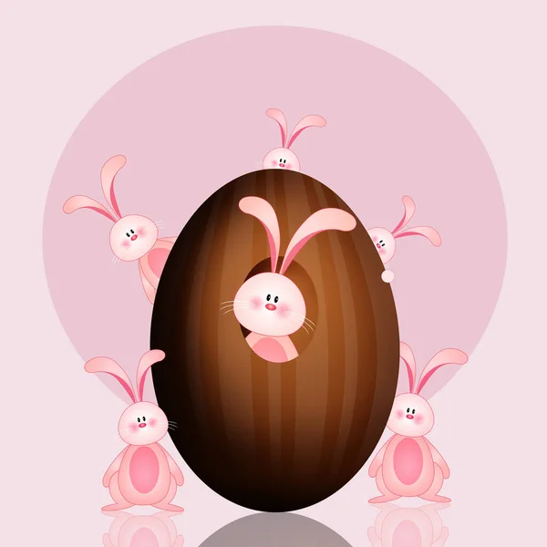 Illustration Bunnies Easter Eggs — Stock Photo, Image