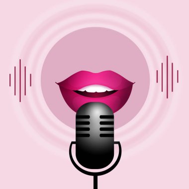 Bay için mikrofonlu bir ağız çizimi.