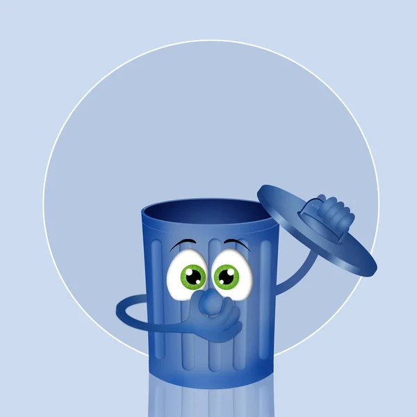 Een Illustratie Van Een Blauw Vuilnis Voor Het Milieu — Stockfoto