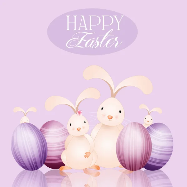 Una Ilustración Familia Del Conejo Con Huevos Pascua —  Fotos de Stock
