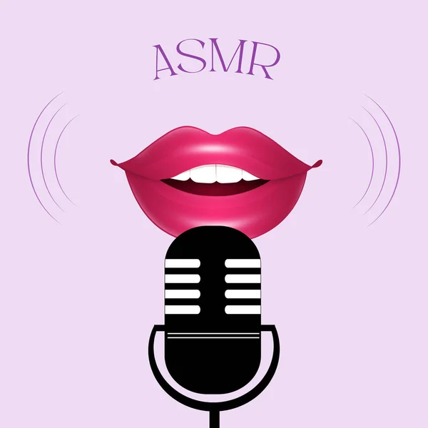 Illustrazione Una Bocca Con Microfono Asmr — Foto Stock