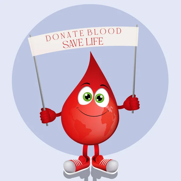 献血のための面白い血液の滴のイラスト — ストック写真
