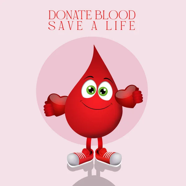 献血のための面白い血液の滴のイラスト — ストック写真