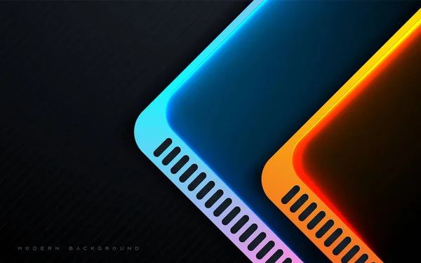 Moderne Zwarte Achtergrond Met Blauw Oranje Licht Lagen — Stockvector