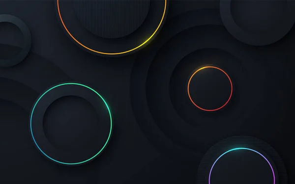 Cirkel Vorm Dimensie Lagen Achtergrond Met Kleurrijke Lijn — Stockvector