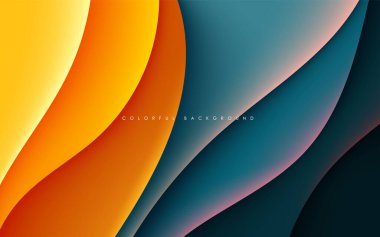 Soyut renkli dalgalı boyut katmanları arka plan sıvı şekli.