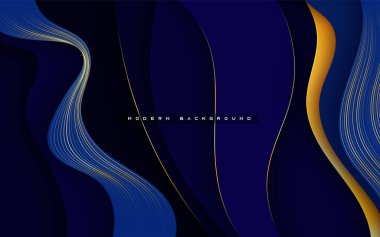 Altın dekorasyonlu mavi modern boyut katmanları