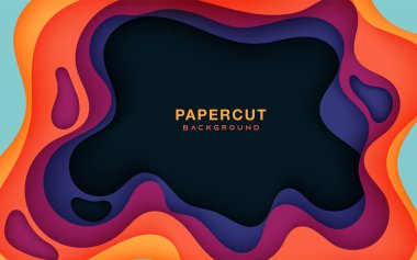 Dalgalı merkez delik kesme katmanları ile renkli kağıt kesim arka planı
