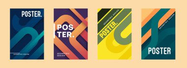 Renkli geometrik poster arka plan şablonu modern tasarım biçimi
