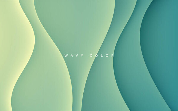 Green gradient background dynamic wavy light and shadow