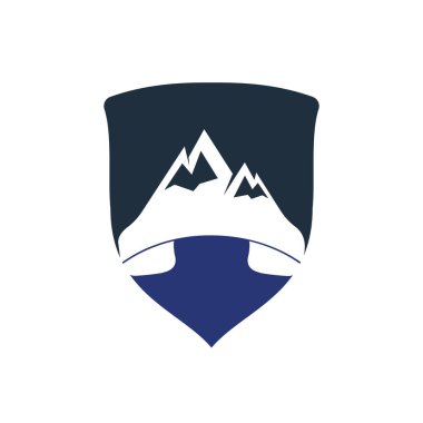 Mountain call vector logo design template. Handset with mountain icon logo design.