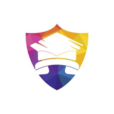 Eğitim Çağrısı vektör logosu tasarım şablonu. Mezuniyet başlığı ve cep telefonu simgesi simgesi.