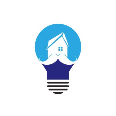 Bıyıklı ev vektör logosu tasarımı. Güçlü ev logosu tasarımı kavramı.