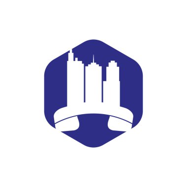 Şehir Çağrısı vektör logo tasarım şablonu. Telefon Şehri logosu tasarım kavramı