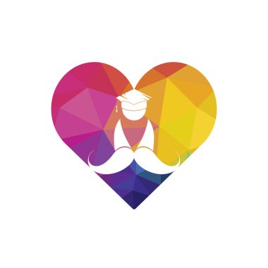 Strong education logo design template. Student with mustache icon logo design.