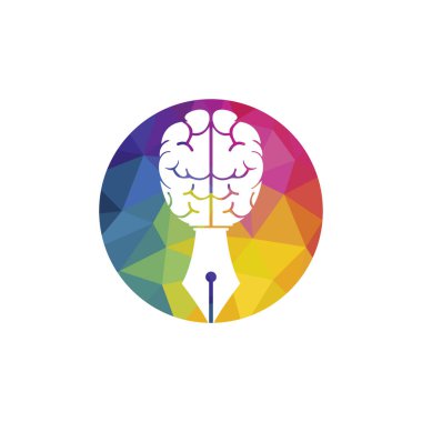 Beyin kalem vektör logosu tasarım şablonu. Akıllı yaratıcı eğitim logosu kavramı.