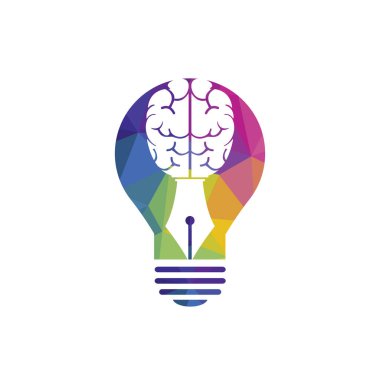 Beyin kalem vektör logosu tasarım şablonu. Akıllı yaratıcı eğitim logosu kavramı.