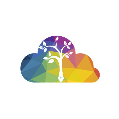 Tree pen vector logo design template. Eco writer and nature logo concept.