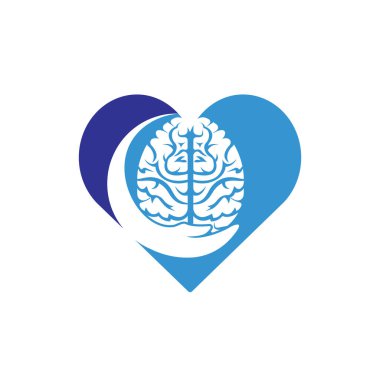 Brain care vector logo design. Human brain with hand icon logo design.