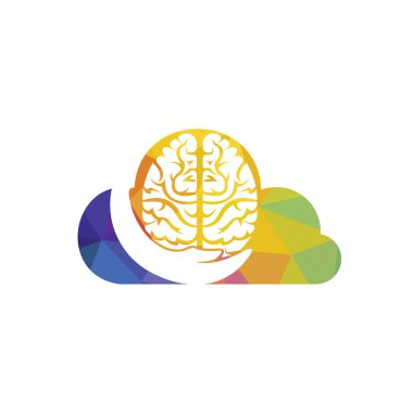 Brain care vector logo design. Human brain with hand icon logo design.