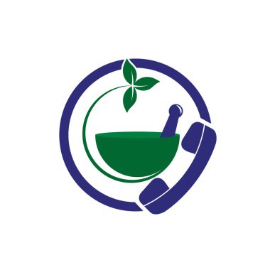 Pharmacy call vector logo design template. Pharmacy sign with phone call emergency logo icon vector template.