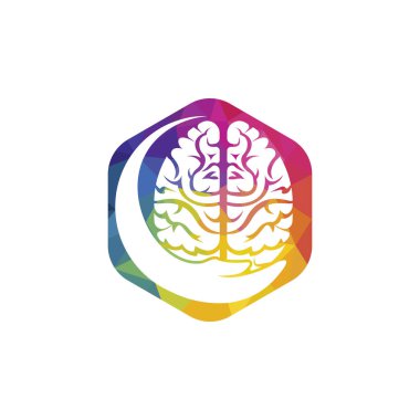 Brain care vector logo design. Human brain with hand icon logo design.