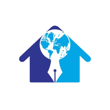 Kalem ucu ve küre logo vektör. Eğitim Logo. Kurumsal ve eğitim vektör logo tasarımı.