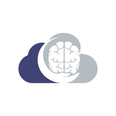 Brain care vector logo design. Human brain with hand icon logo design.