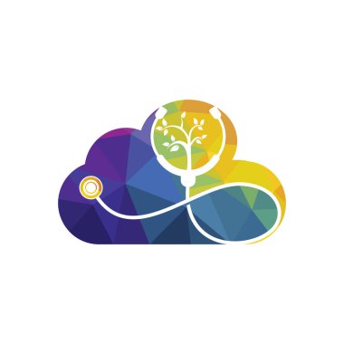 Sağlık steteskobu vektör logosu tasarımı. Ağaç simgesi vektör tasarımlı stetoskop.