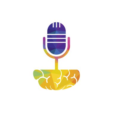 Beyin podcast logosu tasarımı. Eğlence sektörü logo şablonu çizimi yayınla.