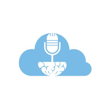 Beyin podcast logosu tasarımı. Eğlence sektörü logo şablonu çizimi yayınla.