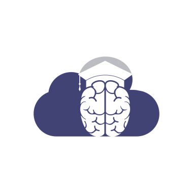 Brain and graduation cap with cloud icon design. Educational and institutional logo design.