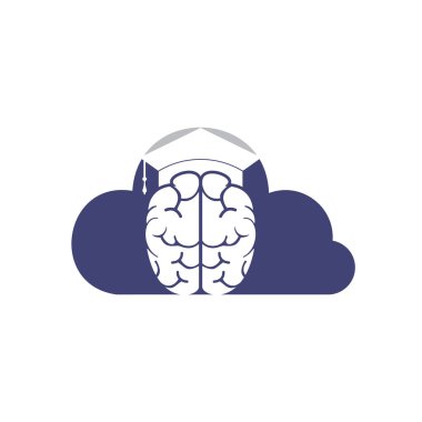 Brain and graduation cap with cloud icon design. Educational and institutional logo design.
