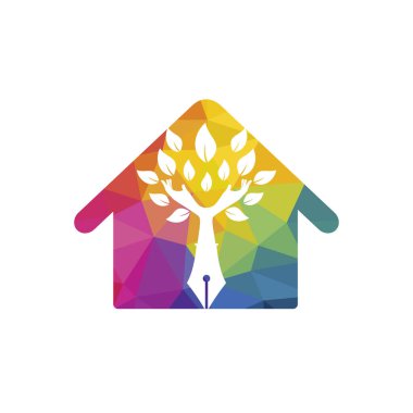 Educational or publishing logo design concept. Human hands and with pen icon design.