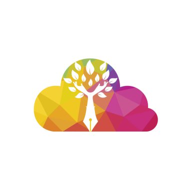 Educational or publishing logo design concept. Human hands and with pen icon design.