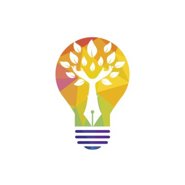 Educational or publishing logo design concept. Human hands and with pen icon design.