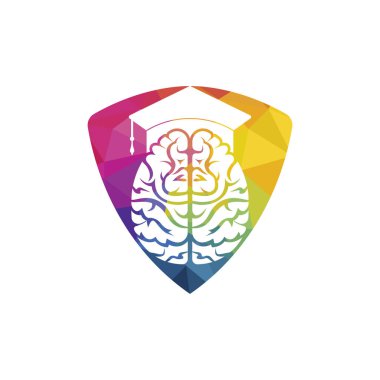 Beyin ve mezuniyet ikonu tasarımı. Eğitim ve kurumsal logo tasarımı.