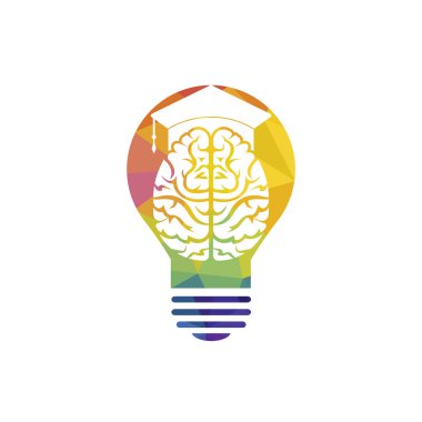 Brain and graduation cap with lightbulb icon design. Educational and institutional logo design.