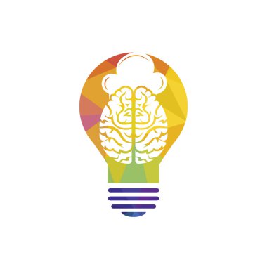 Akıllı şef vektör logosu tasarımı. Beyin ve şef şapka ikonu.