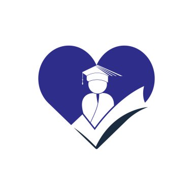 Student and check mark icon and logo design. Educational and institutional vector logo design template.