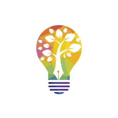 Tree pen vector logo design template. Creative writer and publication logo concept.