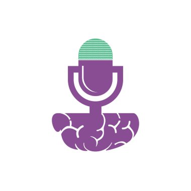 Beyin podcast logosu tasarımı. Eğlence sektörü logo şablonu çizimi yayınla.