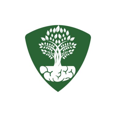 Smart grow logo design. Plant growing from the brain icon logo design.