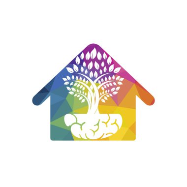 Smart grow logo design. Plant growing from the brain icon logo design.