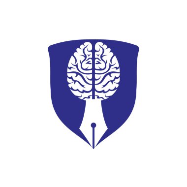 Beyin kalem vektör logosu tasarım şablonu. Akıllı yaratıcı eğitim logosu kavramı.