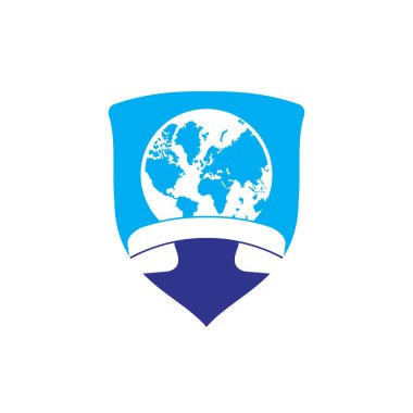 Cep telefonu vektör logosuna sahip dünya. Uluslararası çağrı simgesi logo şablonu tasarımı.