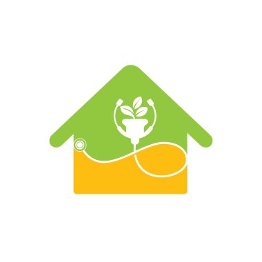 Health stethoscope vector logo design. Stethoscope with flower pot icon vector design.